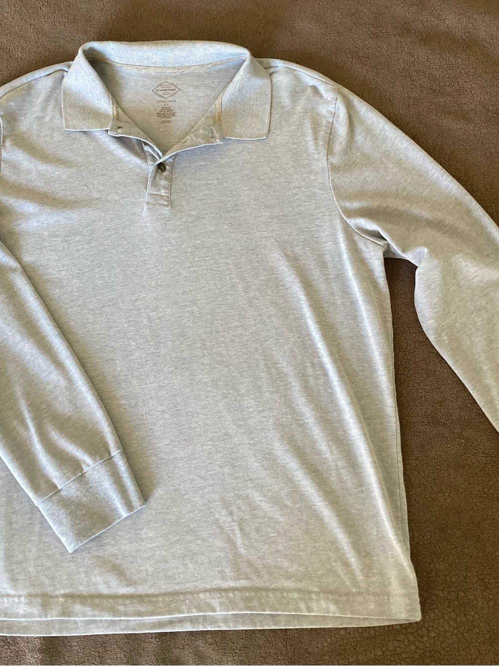 St. John's Bay Light Gray Long Sleeve Polo Shirt